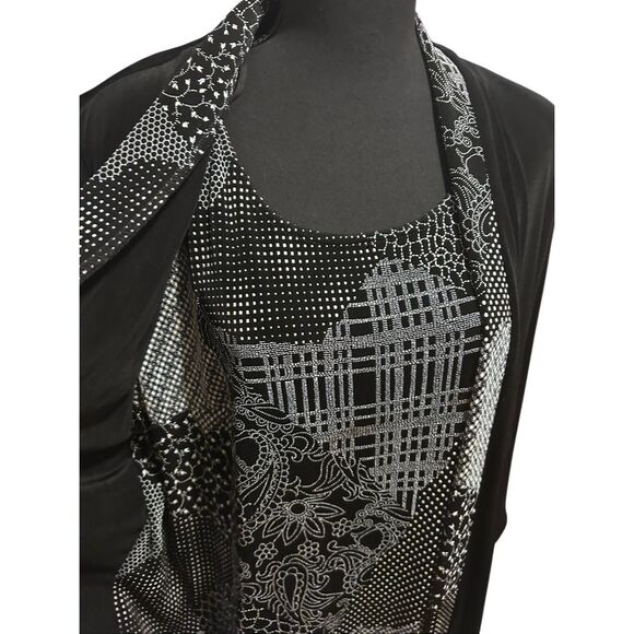 R & M Richards Black & White Printed Tunic Top & Jacket Overlay Size 18 - Picture 3 of 12